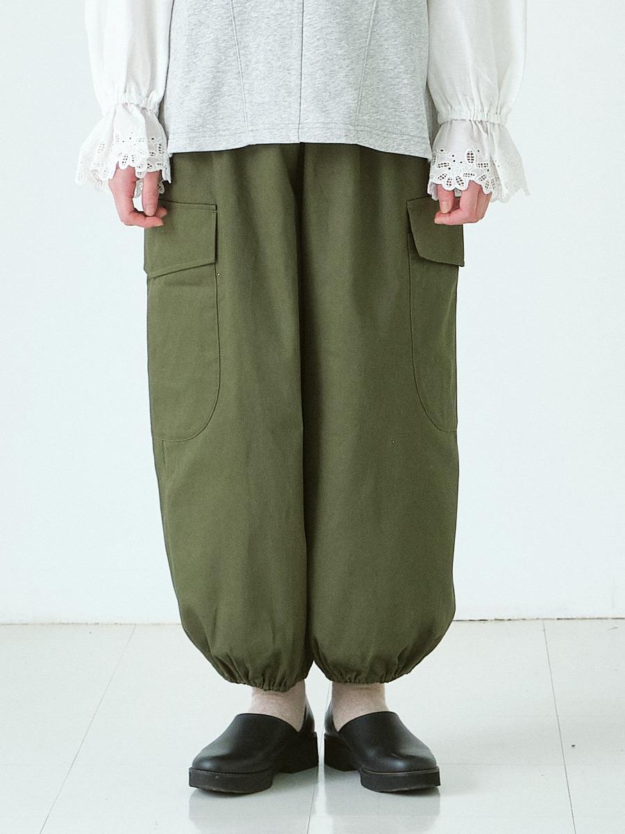 サイドポケット裾ゴムバルーンパンツ C20ツイル | パンツフルレングス 