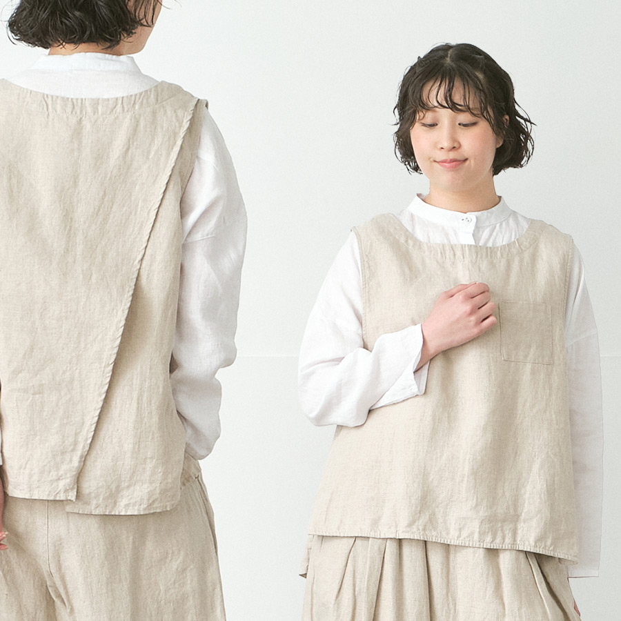 d8857ウシロスリットベスト　リネンオックスの商品画像