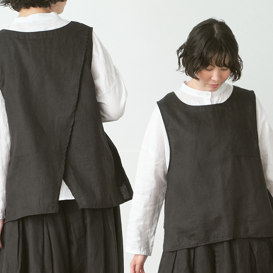 d8857ウシロスリットベスト　リネンオックスの商品画像