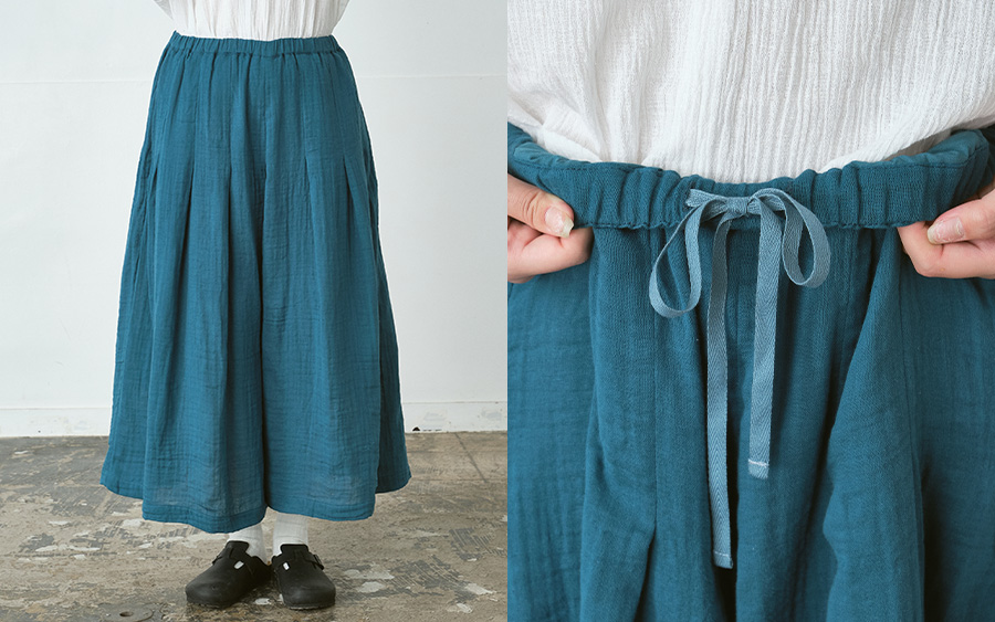 D3235ガウチョパンツ 綿ダブルガーゼの商品画像