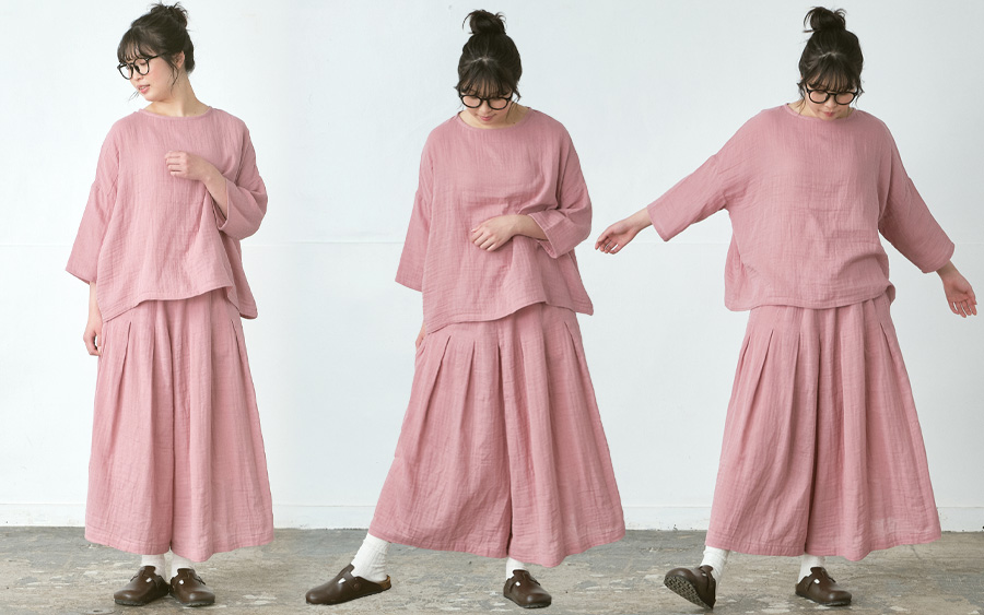 D3235ガウチョパンツ 綿ダブルガーゼの商品画像