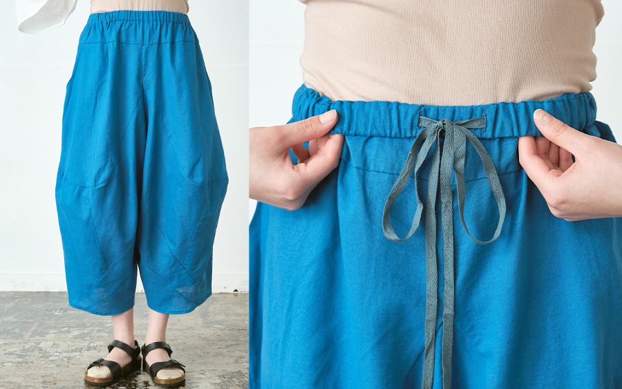 D3241変形サルエルパンツ　リネンコットンの商品画像