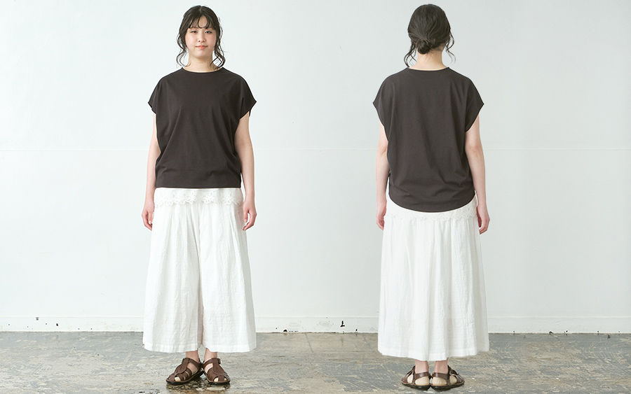 D3242ガウチョパンツ　綿ボイルシャドーチェックの商品画像