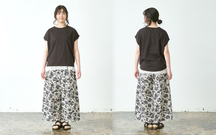 D3243　フレアパンツ　綿麻水彩調花柄　公式限定カラーあり　の商品画像