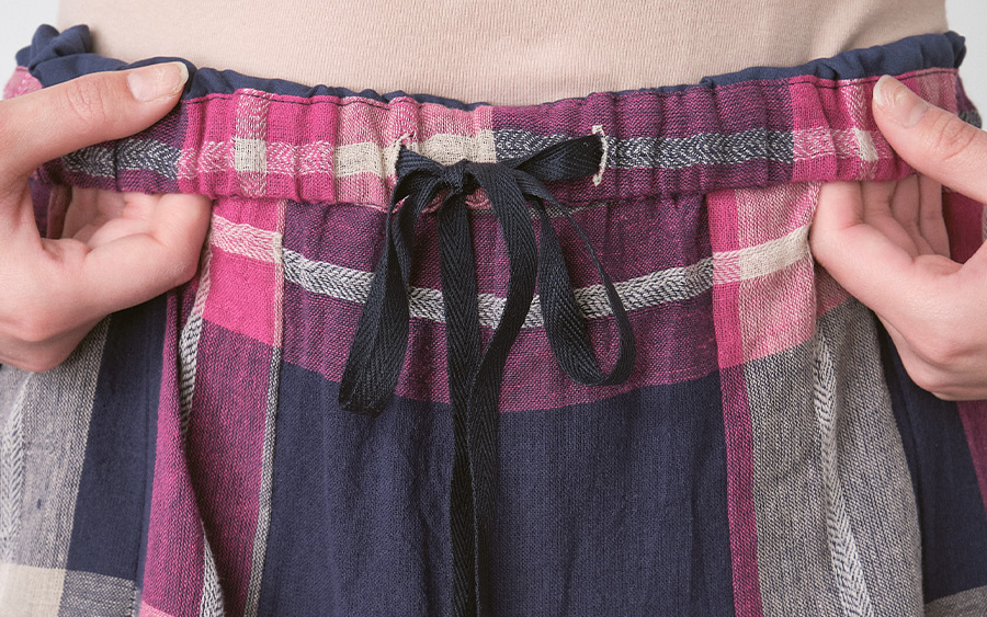 D3250 ガウチョパンツ　コットンリネンチェックの商品画像