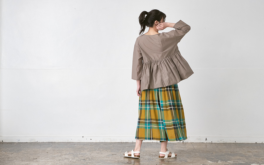 D3250 ガウチョパンツ　コットンリネンチェックの商品画像