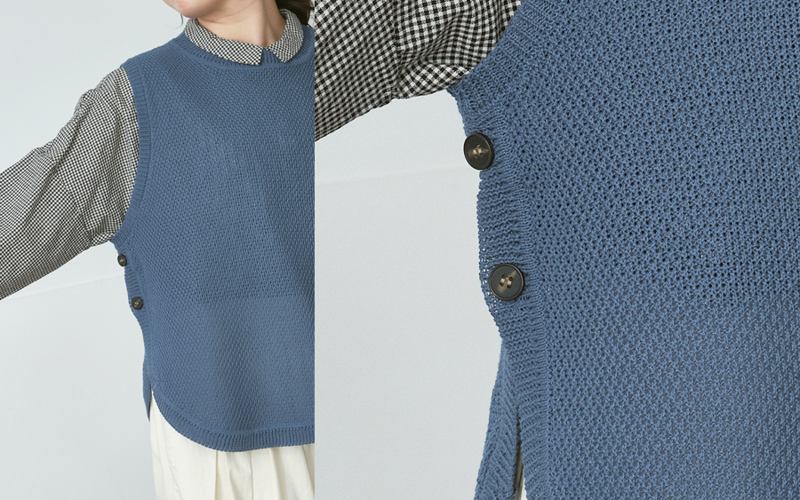 D6343サイドボタンニットベストの商品画像