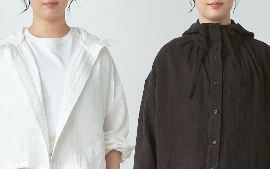 D9750フードジャケット　綿ダブルガーゼストライプの画像