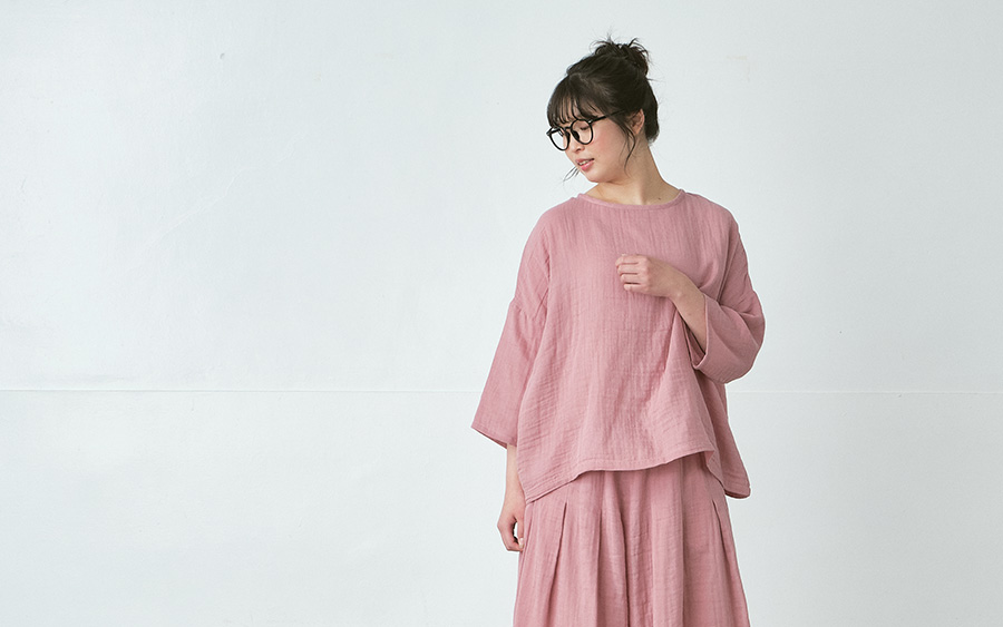 D9753プルオーバーブラウス 綿ダブルガーゼの商品画像