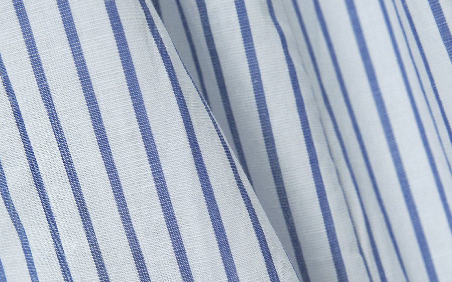 D9757フリル襟ブラウス　リネン混ストライプの商品画像