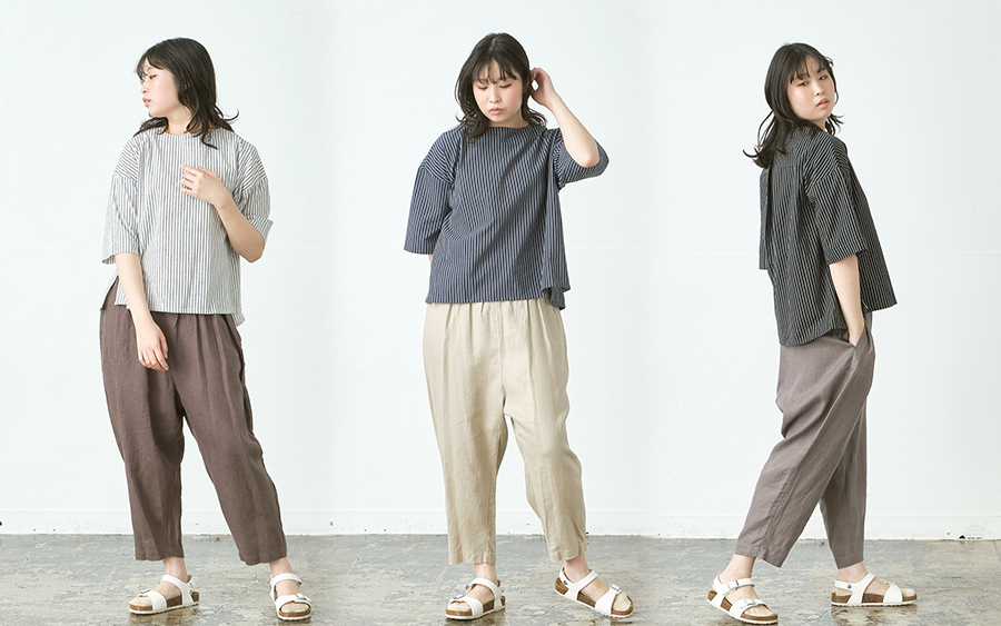 D9780プルオーバーブラウス　綿ペンシルストライプの商品画像