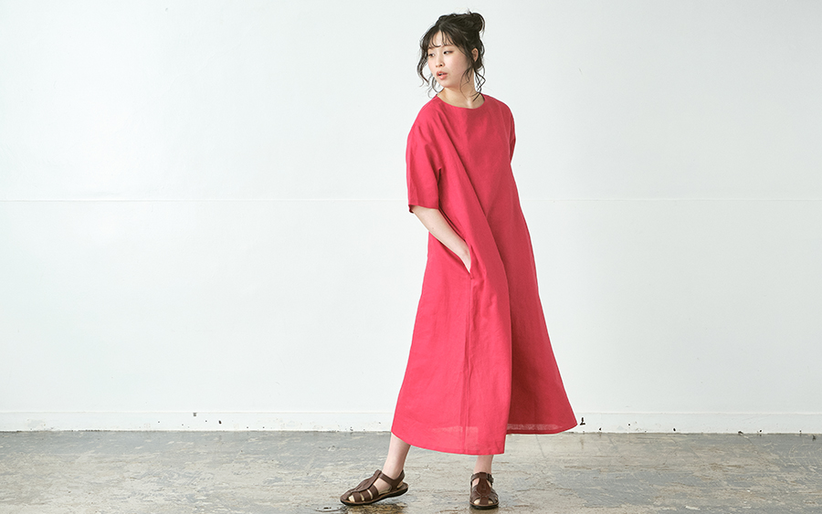 D9790Aラインワンピース　リネンコットン　の商品画像