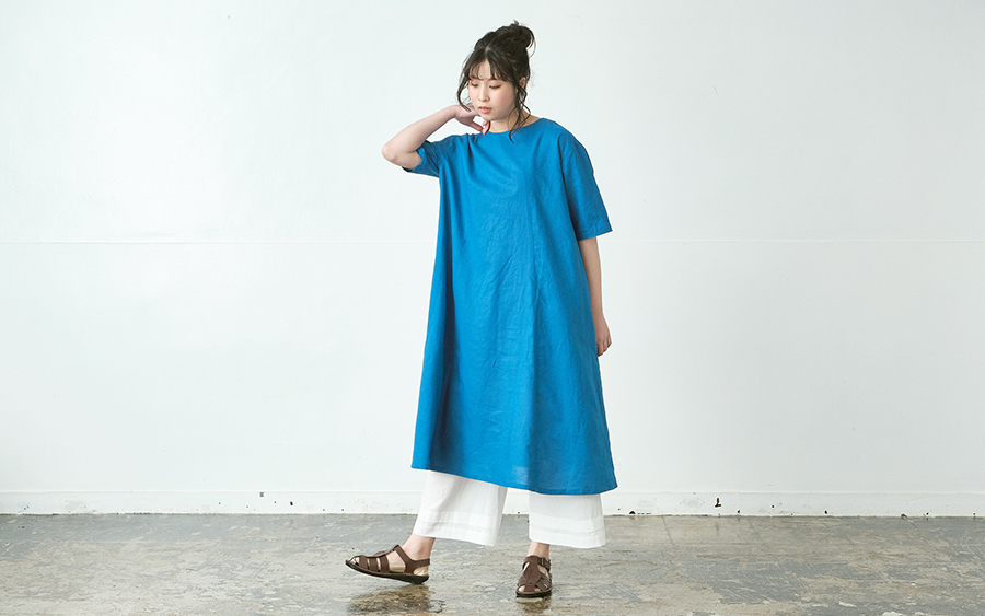 D9790Aラインワンピース　リネンコットン　の商品画像