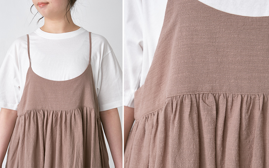 D9810キャミワンピース　綿麻混スラブワッシャーの商品画像