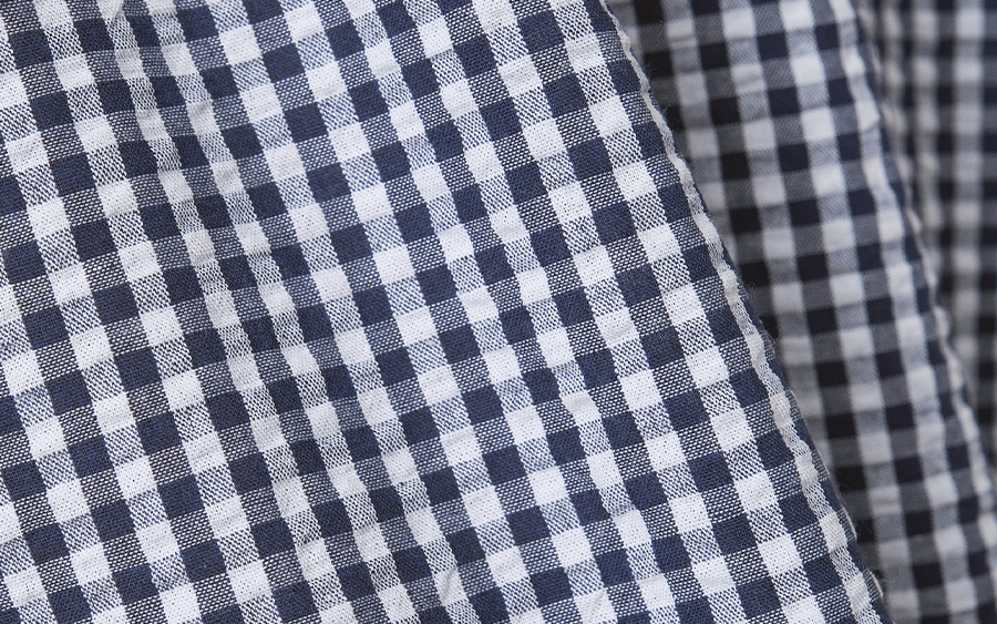 D9814スモックブラウス　コットン混リップルギンガムチェックの商品画像