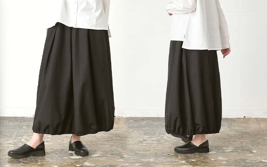D3234バルーンスカートT/Rサージの164cmモデル着用画像