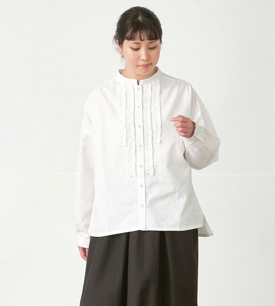 前フリルバンドカラーブラウス