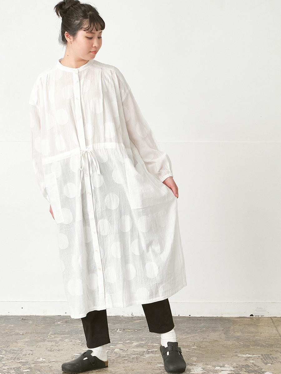 バンドカラーシャツワンピース