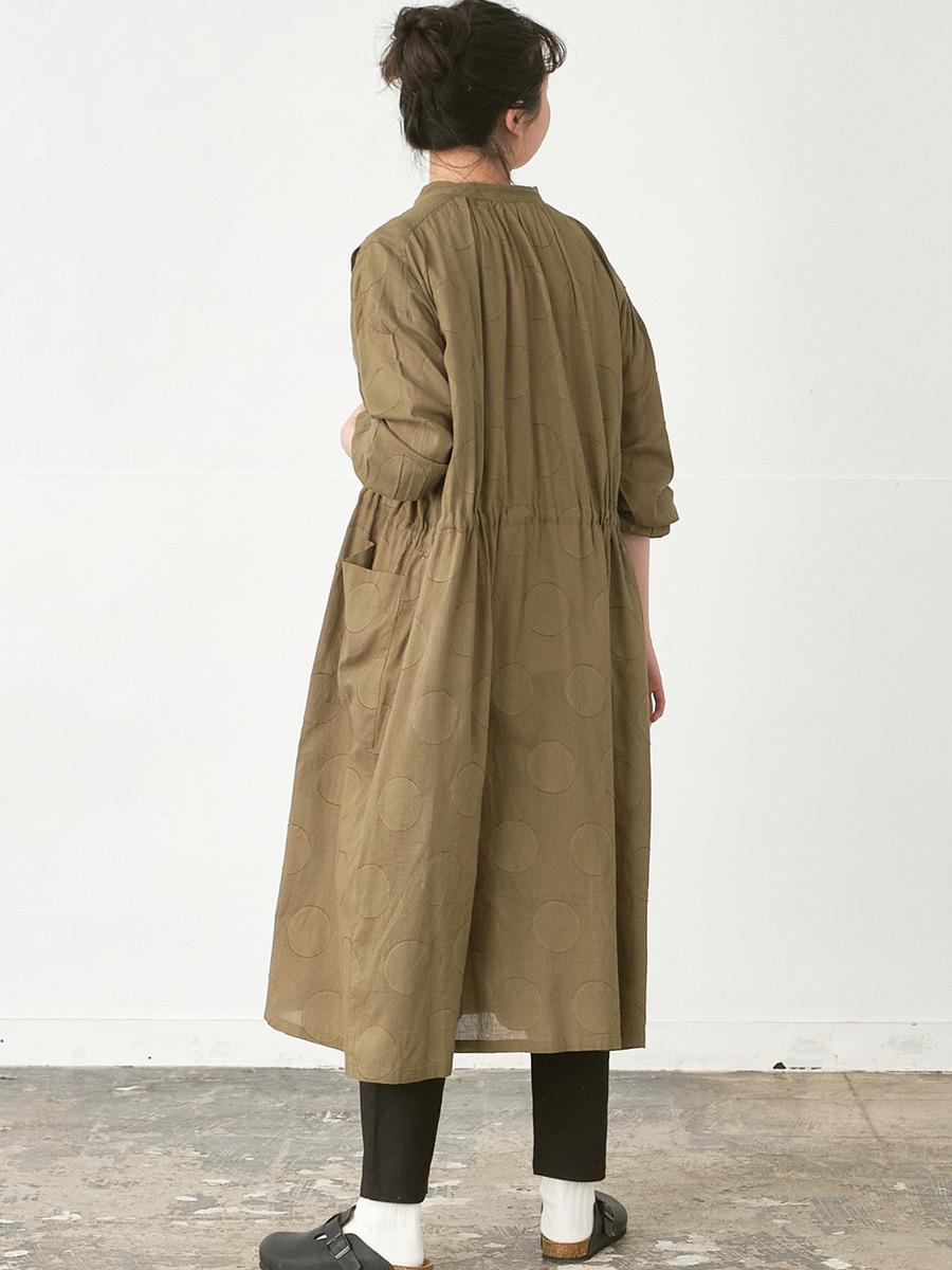 バンドカラーシャツワンピース