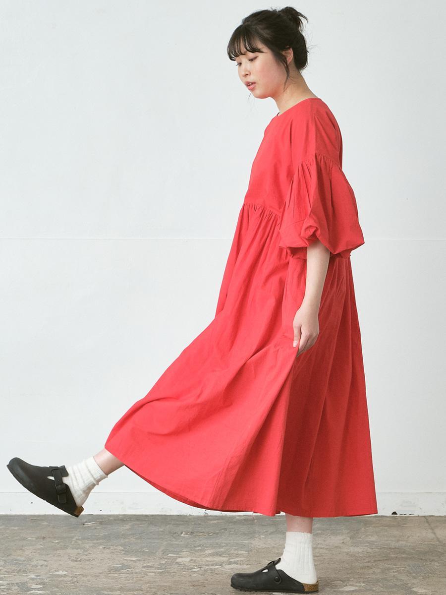 ボリューム袖フレアワンピース
