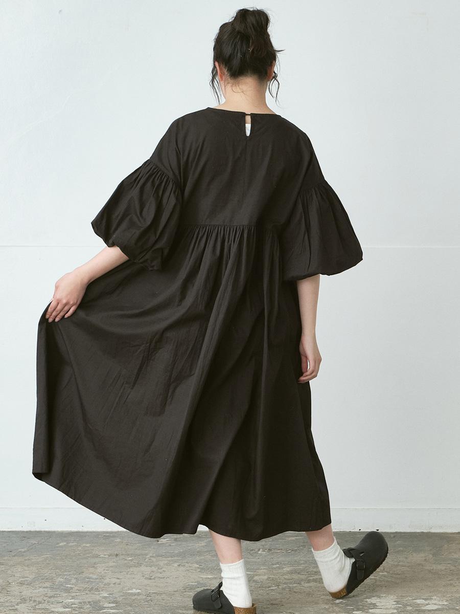 ボリューム袖フレアワンピース