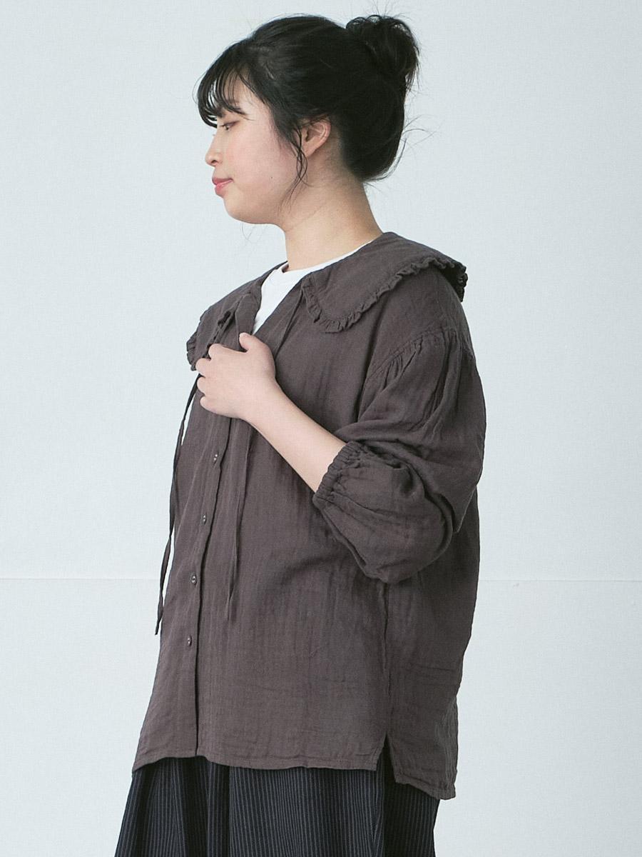 フリンジフリルバンドカラーブラウス