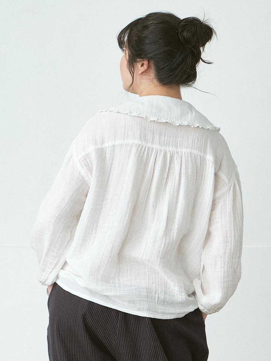 フリンジフリルバンドカラーブラウス