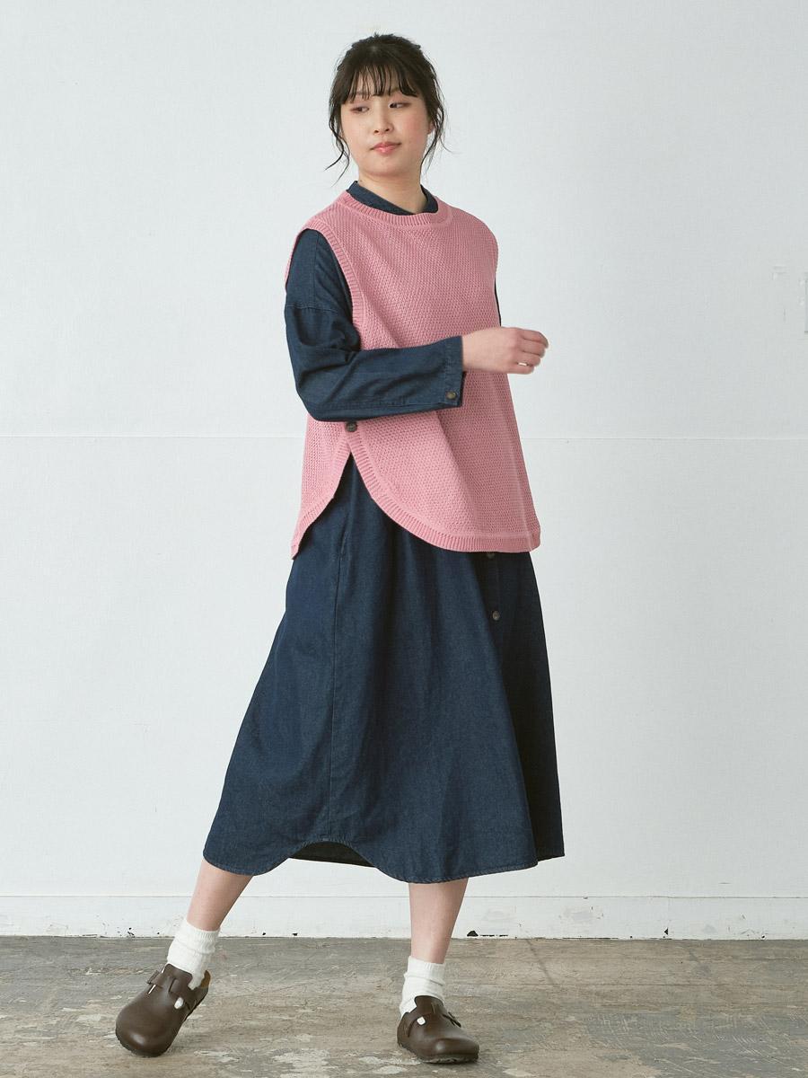 サイドボタンニットベスト