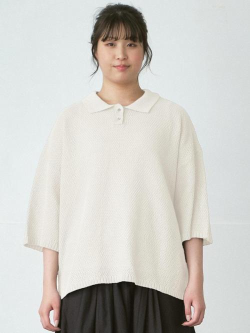 鹿の子編みニットポロ