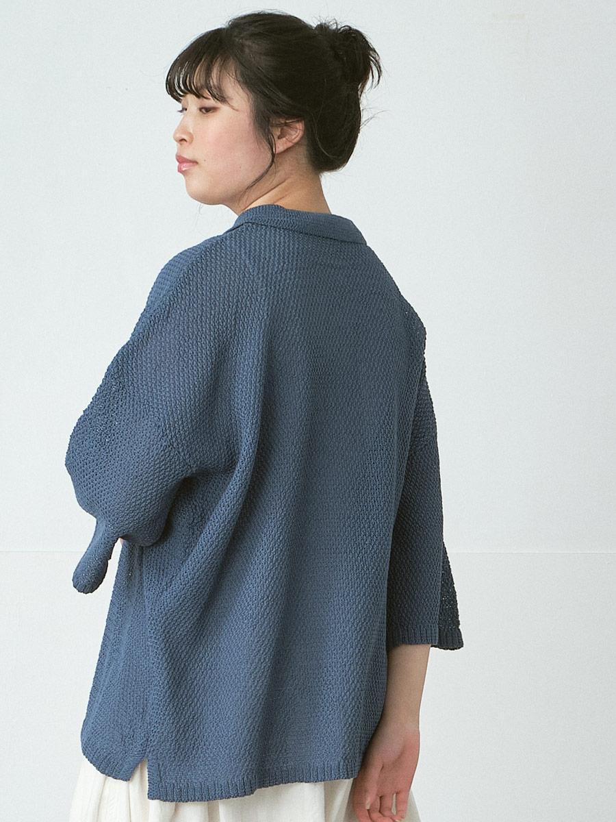 鹿の子編みニットポロ