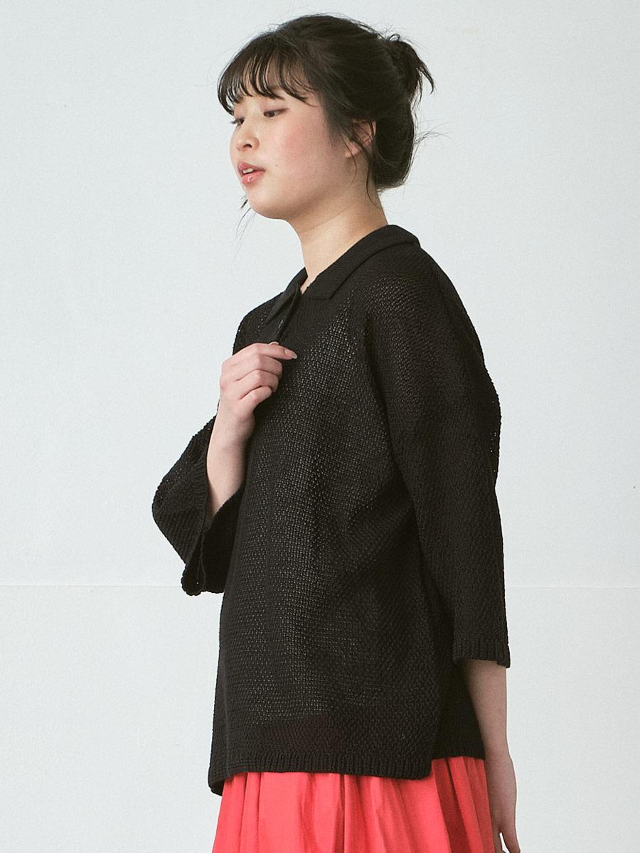 鹿の子編みニットポロ