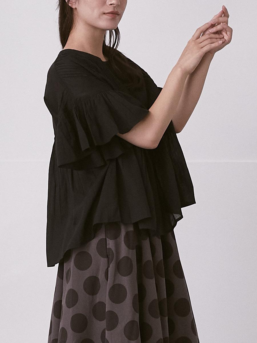 ピンタックフレアブラウス　綿ボイル | palais