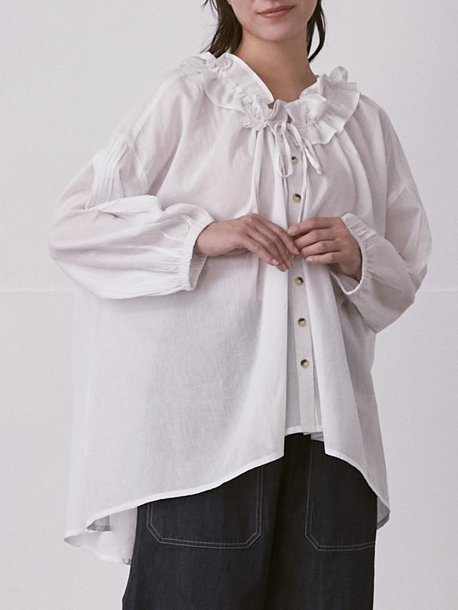 フリル襟ブラウス　綿ボイル | palais