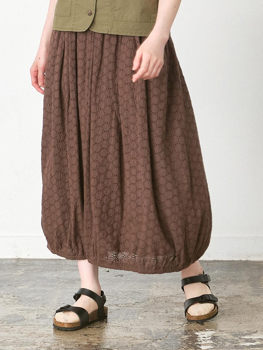 裾ゴムバルーンスカート　綿サークルレース