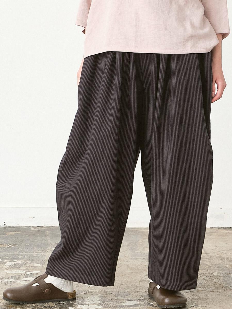 ワイドタックパンツ　ヒッコリーデニム