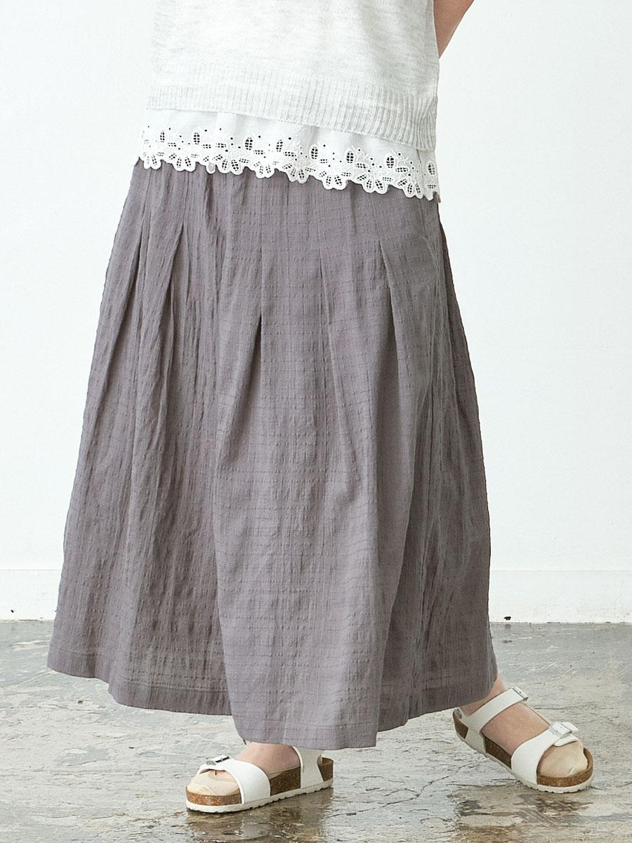 ガウチョパンツ　綿ボイルシャドーチェック