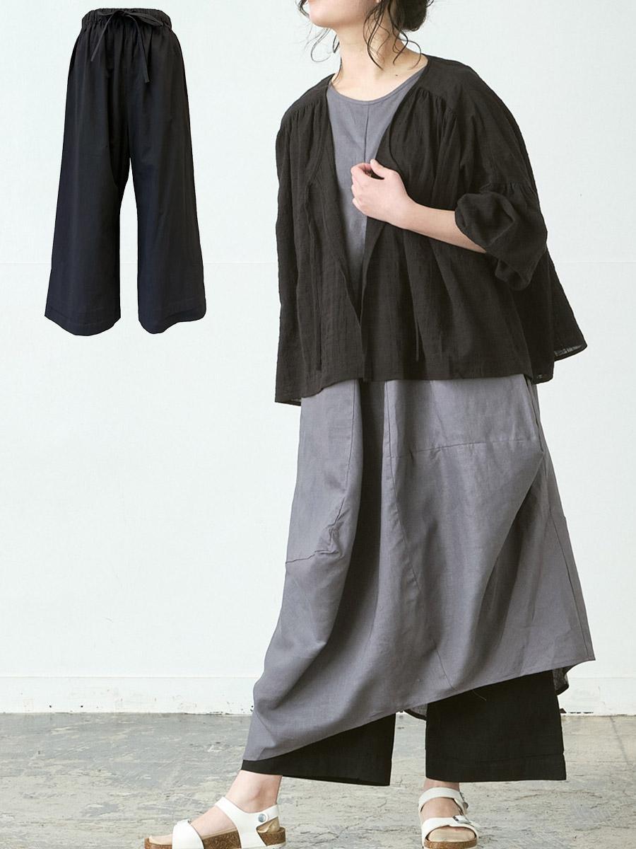 裾タックペチパンツ　綿60ローン