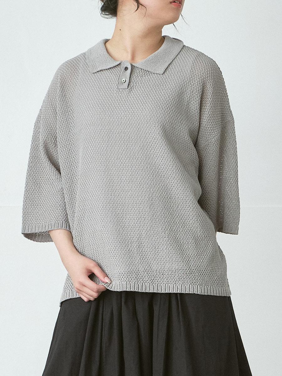 鹿の子編みニットポロ