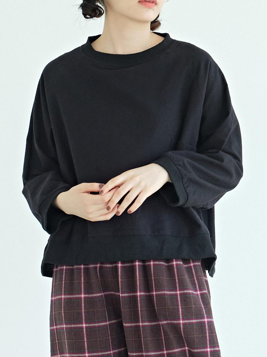 リブプルオーバーブラウス　綿ネル起毛