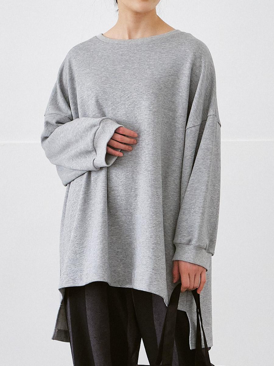 前後差プルオーバー　綿裏毛