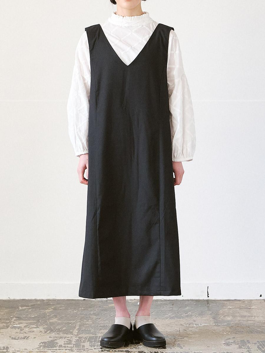 深Vネックワンピース　T/Rサージ