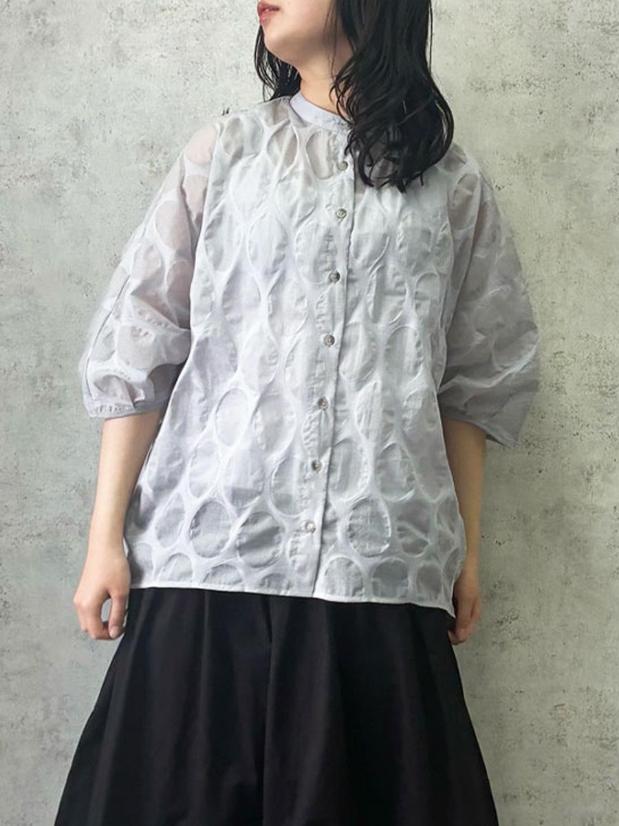 【予約】ドルマンブラウス　綿オパールドット