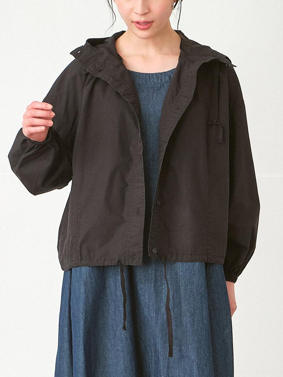フードジャケット　綿ダンプバイオウォッシュ加工