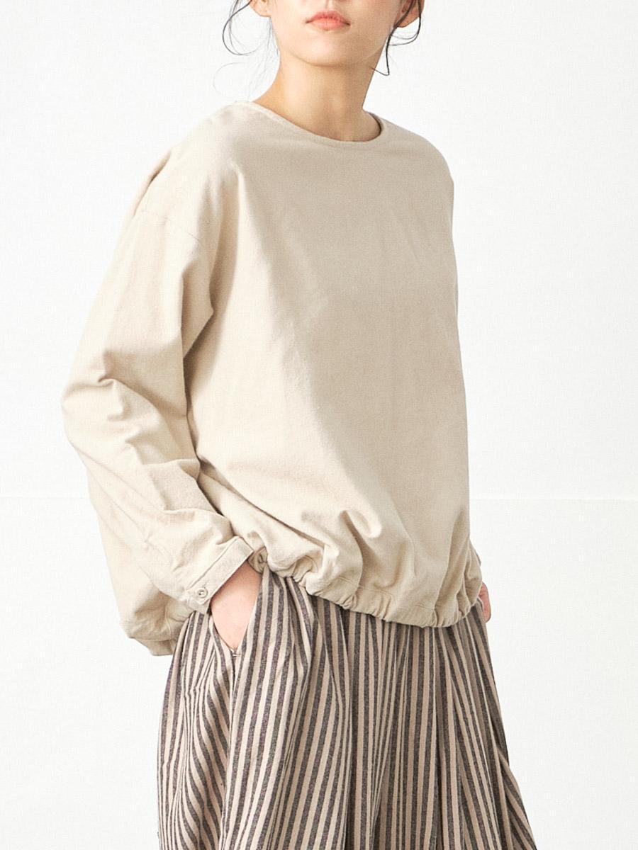 裾ゴムプルオーバーブラウス　コットンネル