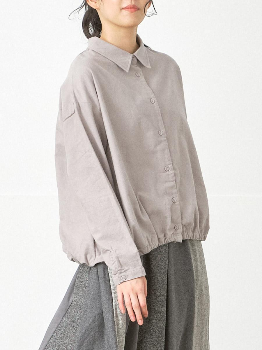 裾ゴムバルーンシャツ　コットンネル