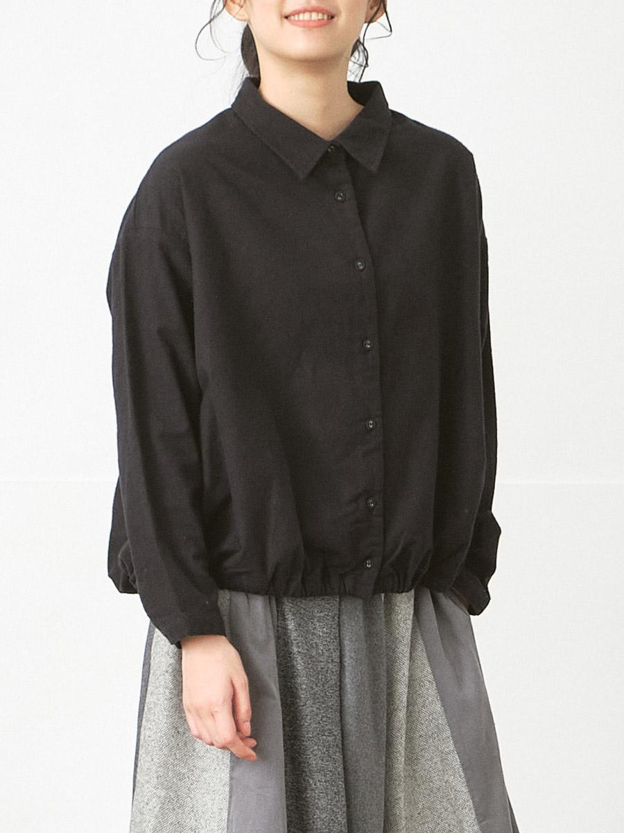 裾ゴムバルーンシャツ　コットンネル