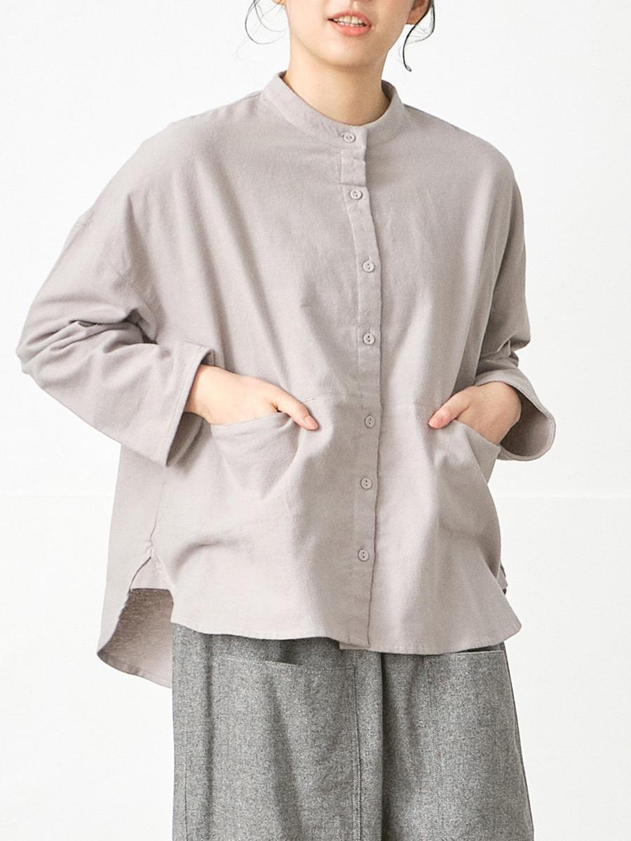 バンドカラーブラウス　コットンネル