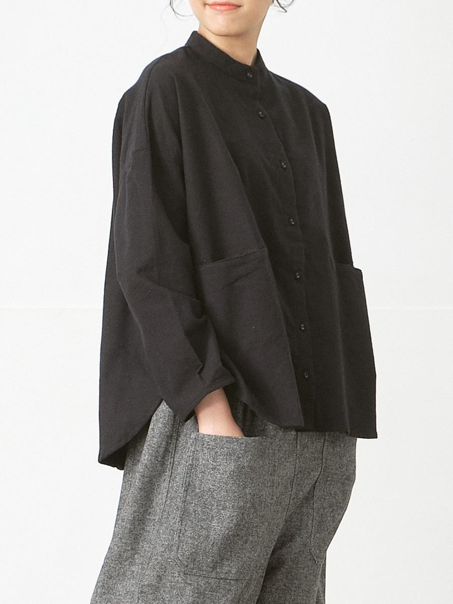 バンドカラーブラウス　コットンネル