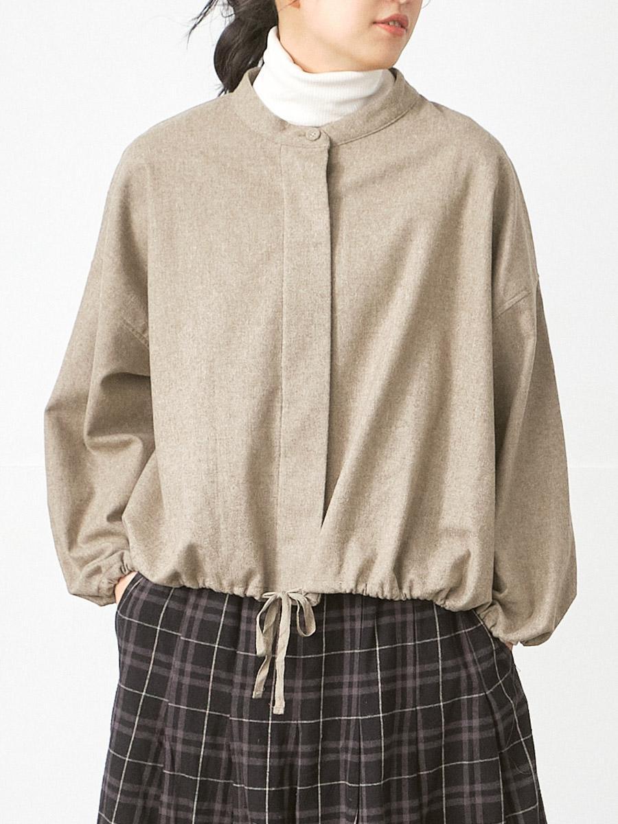 バンドカラージャケット　ホームスパン