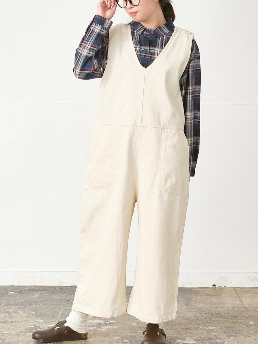 サロペット　コットン混デニム